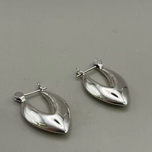 Sterling Silver Modern Leaf Hoop Earrings